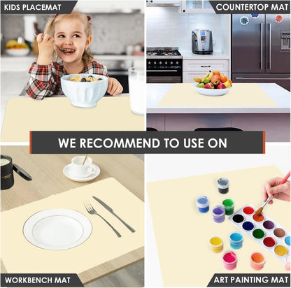 Extra Large Dark Green Countertop Mat - Silicone Table Kitchen Desk Mat - Non-Slip & Heat Resistant - Dinner Placemat Pastry Dough Rolling Mat - Colors B