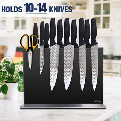 Magnetic Knife Block Without Knives—Stainless Steel Double-Sided Magnetic Knife Holder Stand with Strong Magnets, Knife Storage Organizer for Kitchen Counter top