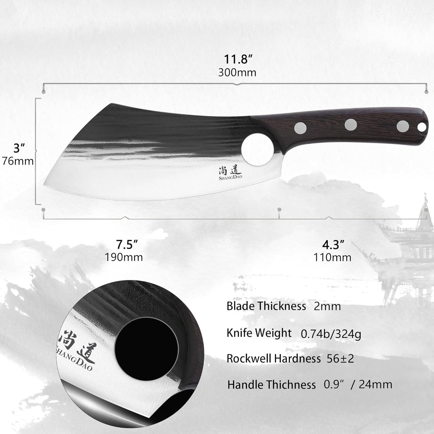 SHANGDAO Boning Knives, 6 ″ Viking Boning Knife for Meat Cutting, High-carbon steel Chopper Knife, Forged Blade & Wood Handle, Hand Forged Full Tang Knife