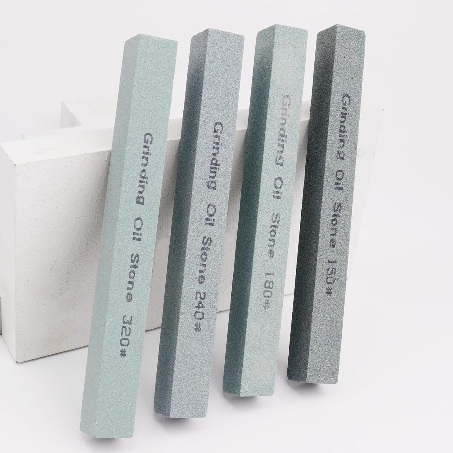 4Pcs Square Sharpening Stone Set -Grits 150#, 180#, 240#, 320# Green Silicon Carbide Honing Whetstone Kit for Moldels, Metal & Knife Cutting Tools (150 * 20 * 10mm)
