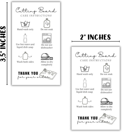 Cutting Board Care Cards Instruction Wood Charcuterie Handmade | 50pk 2x3.5” Washing Handling Directions Clients Packaging