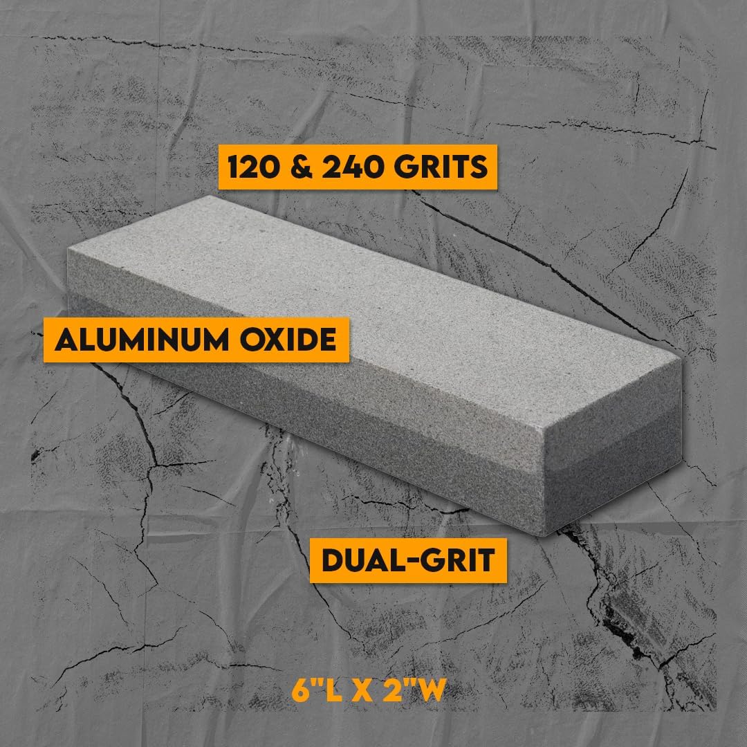 SE 8" Dual Grit Sharpening Stone - 120/240 Aluminum Oxide for Knives, Tools, and Blades - SS8