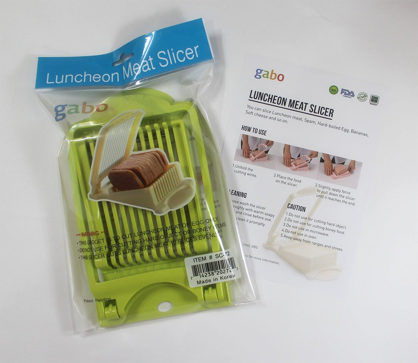Luncheon Meat Slicer, Durable, Quality Stainless Steel 11 Wires for 12 Thinner Slices, Certified Safety, Slice Meats (Green)