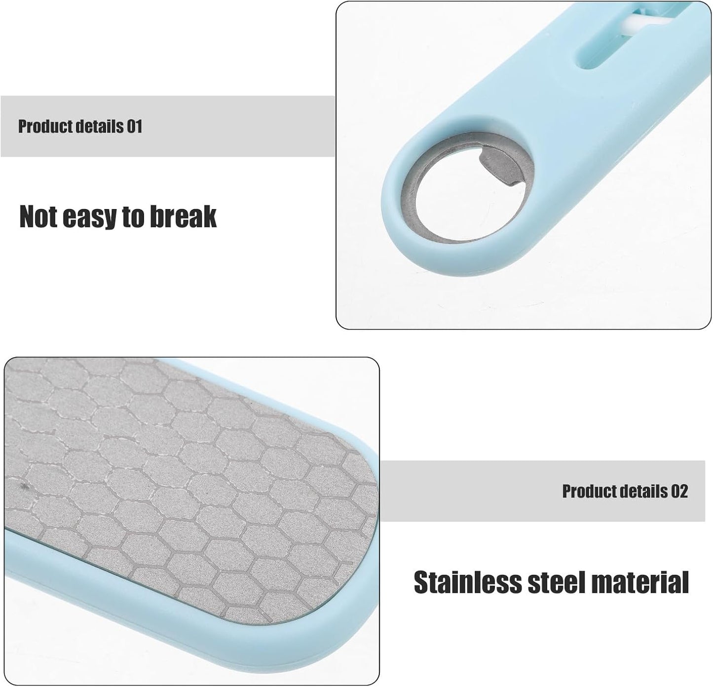 Stainless Steel Sharpening Stone round Shape Multifunctional Knife Sharpener with Holder Blue for Home Kitchen Gardening Pruner and Chisel Tools