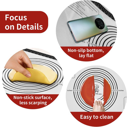 Silicone Baking Mat, Non Stick Pastry Mat Sheet for Dough Rolling, Nonslip Fondant/Pie Crust Mat, Counter Mat Oven Liner Mat for Making Cookies Macarons Bread Baking Supplies Extra Large 26 x 16 Inch