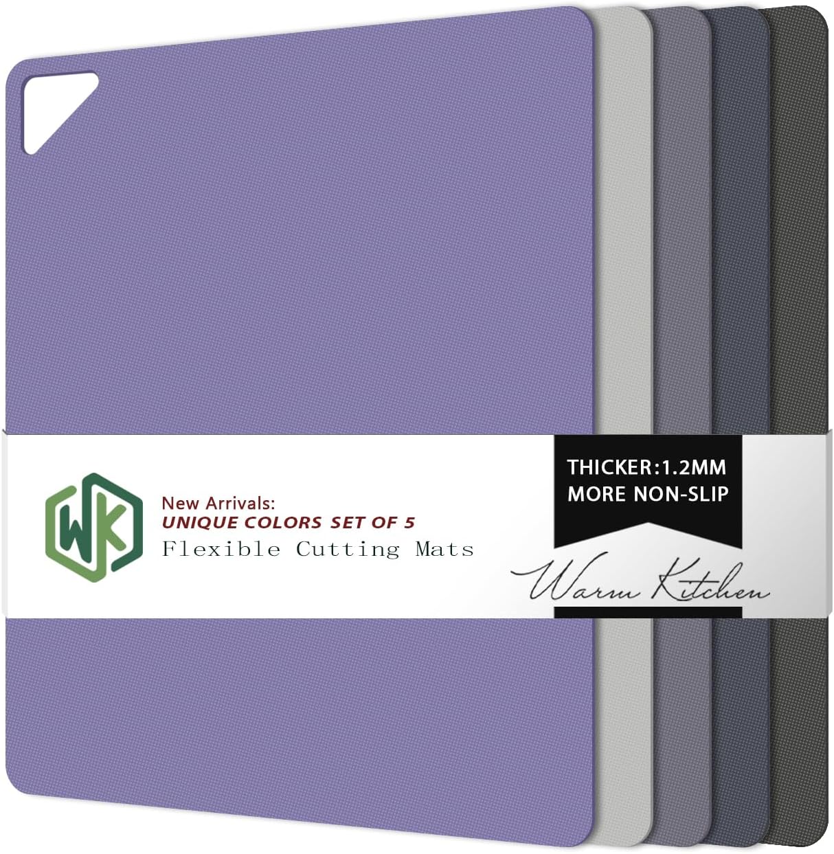 WK Flexible Plastic Cutting Boards Mats for Kitchen, Flexible Non Slip Cutting Mat, Thin Cutting Sheets, BPA Free, Dishwasher Safe, Multi Sizes
