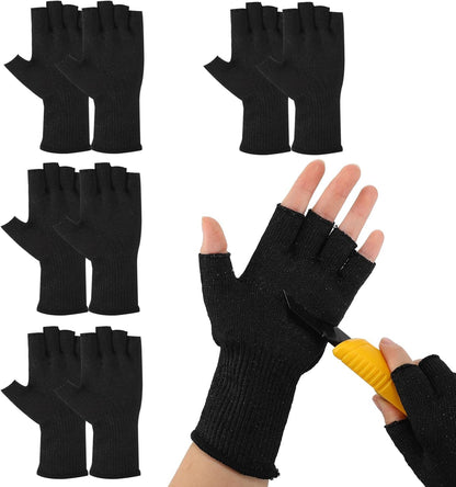 4 Pairs Fingerless Cut Resistant Gloves, High Safety Protection for Thin Skin, Kitchen, Gardening, Fishing & Outdoor Work