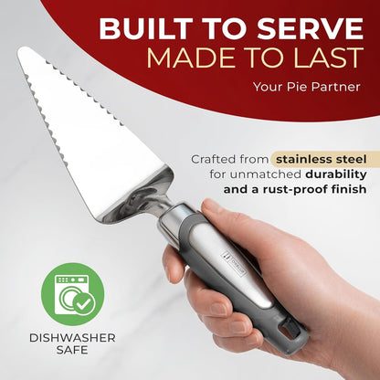 Orblue Pie Server, Essential Kitchen Tool, Serrated on Both Sides, Great for Right or Left Handed Chef, Stainless Steel Flatware , Cake Cutter,White