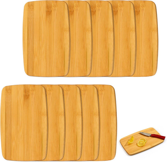 Yinkin 10 Pcs Bulk Wood Cutting Board Bamboo Wooden Chopping Board Charcuterie Serving Tray Laser Engraving Blanks for Pizza Bread Vegetables Cheese DIY Mothers Father Day Housewarming Gifts, 6" x 9"