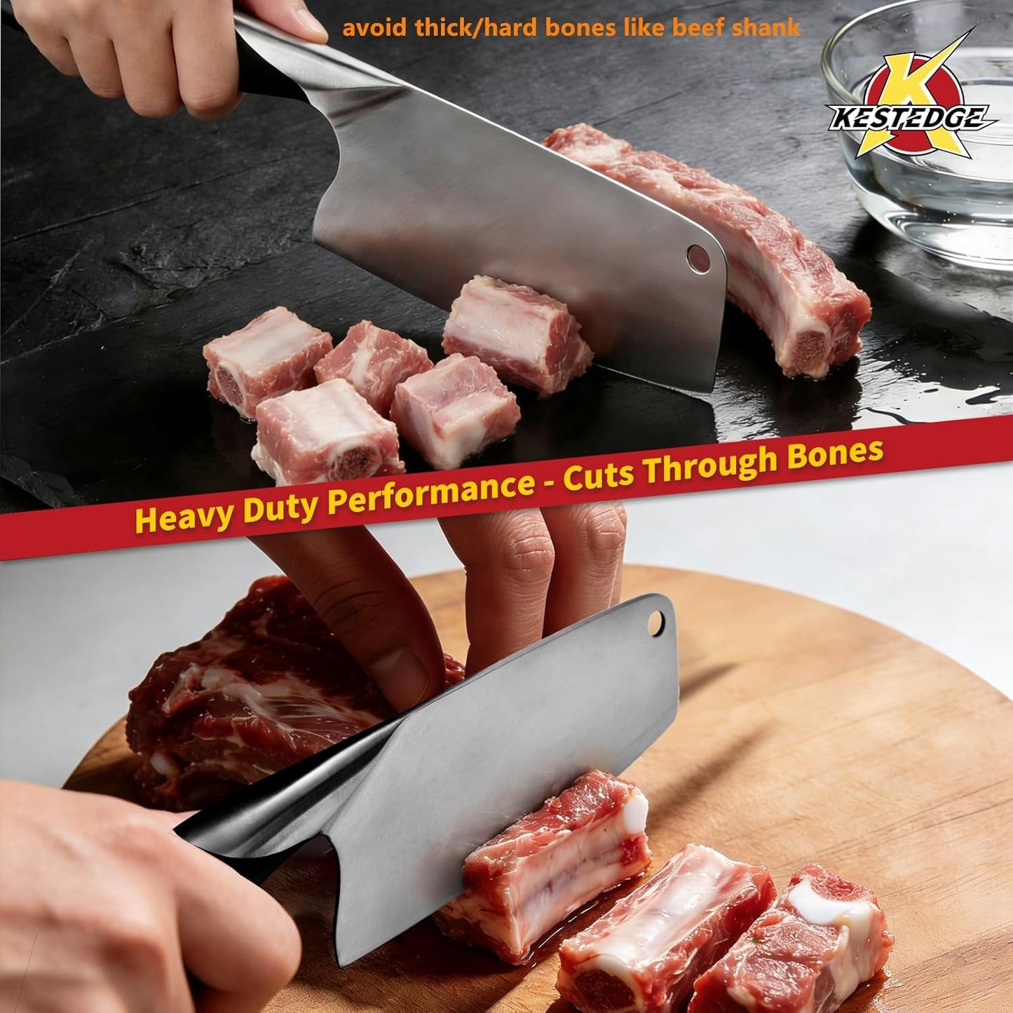 6-Inch Meat Cleaver Butcher Knife – 1.2 lbs Lightweight Chinese Cleaver for Small Hands, Seniors & Women – Sharp 9Cr18MoV Vegetable Cleaver for BBQ, Bones & Home Kitchen