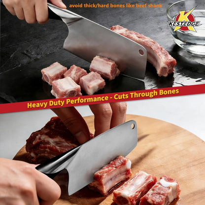 6-Inch Meat Cleaver Butcher Knife – 1.2 lbs Lightweight Chinese Cleaver for Small Hands, Seniors & Women – Sharp 9Cr18MoV Vegetable Cleaver for BBQ, Bones & Home Kitchen