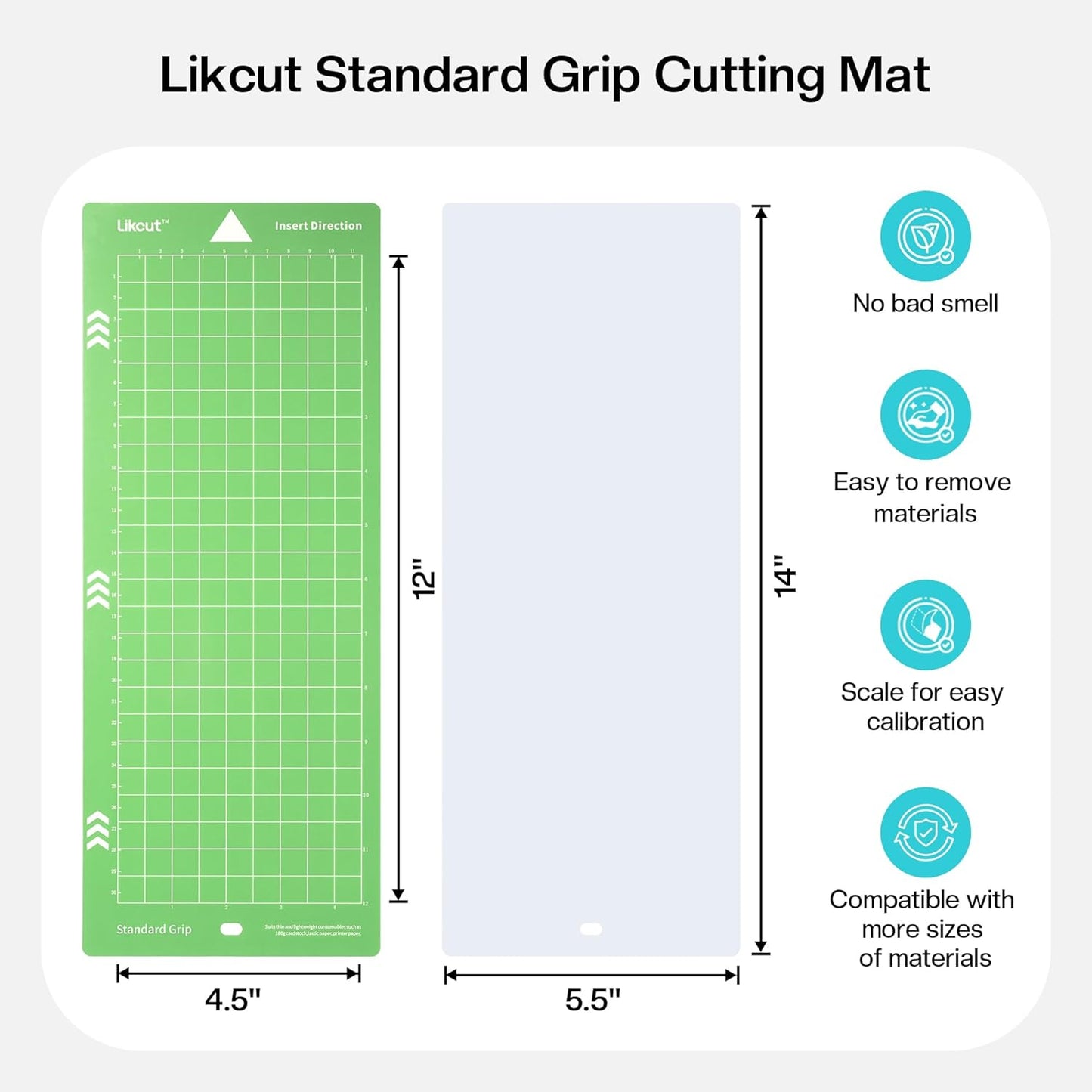 Likcut Cutting Mat for Glee S501 Cutter, 4.5" X 6.5" Standard Grip Mat for DIY Crafty, 3 Packs Likcut Accessories Mats, Adhesive Sticky Green Quilting Replacement Cut Mats for Iron On, Vinyl and More