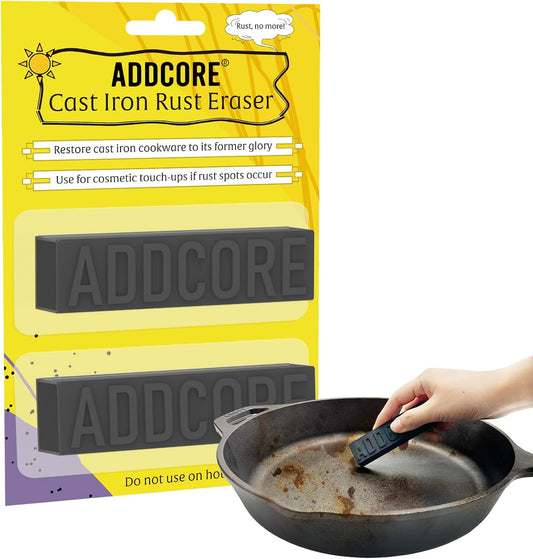 Rust Eraser, Premium Rust Remover for Cast Iron Pans, Knives & Tools, Hard Anodized Cookware and Other Pots, Remove Rust from Any Metallic Surface - 2 Pack