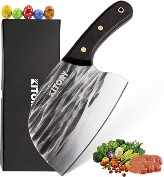 Kitory Serbian Chef Knife Meat Cleaver Forged Butcher Chopping Kitchen Knife, Full Tang, High Carbon Steel, Mosaic Rivet Pakkawood Handle for Home&Restaurant 2025 Gifts