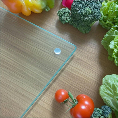 LANGBOHOS Tempered Glass Cutting Boards for Kitchen,Clear Cutting Board for Countertop,Non-slip Chopping Board,Table protection, Heat Resistant, Shatter Resistant (Clear, Set of 4)