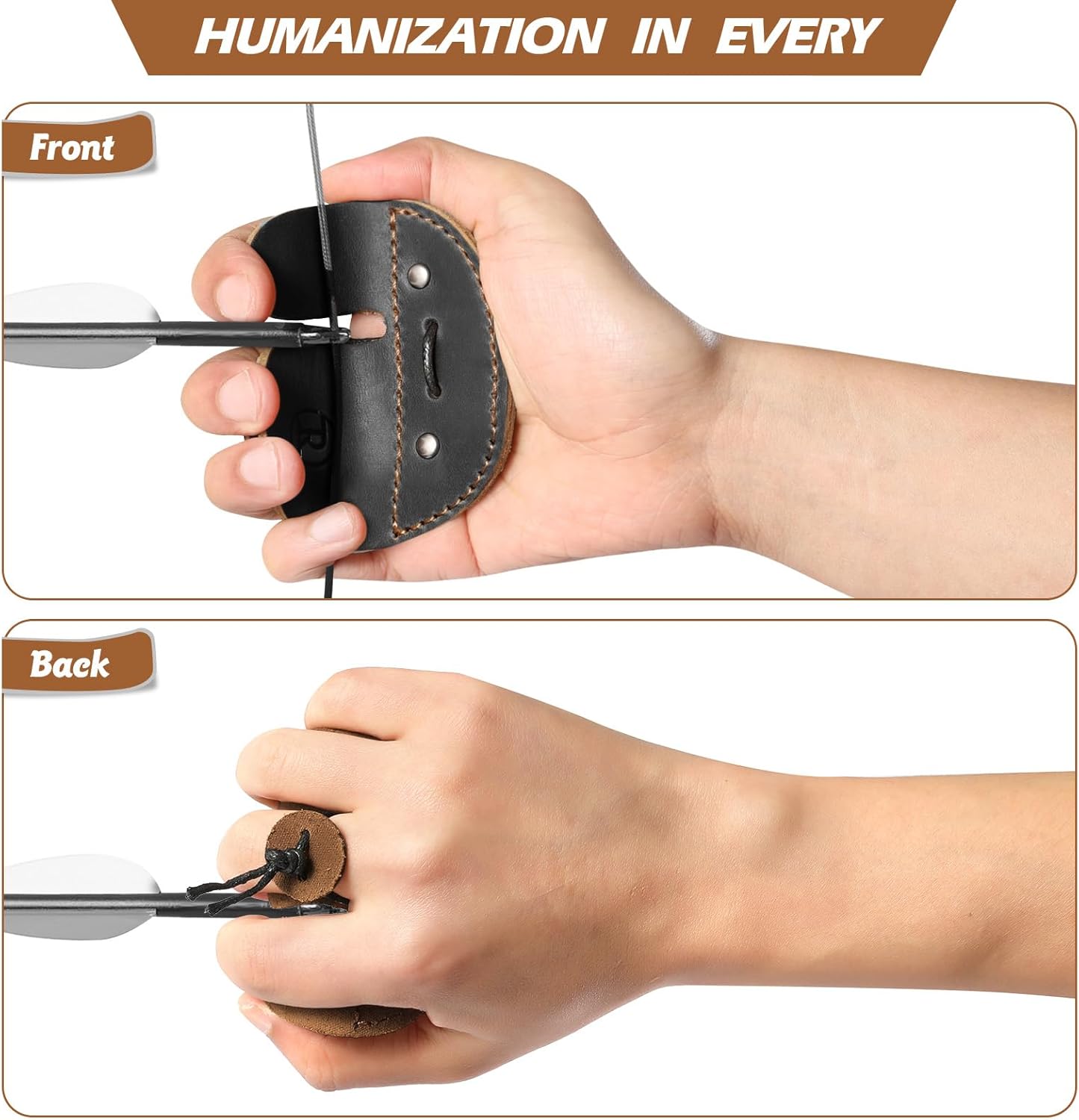 Ringsun Leather Archery Finger Tabs,Handmade Archery Finger Guard for Shooting Practice Gear, Recurve Bow Fingers Tab