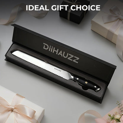 DiiHAUZZ Brisket Knife, 12 Inch Carving Knife for Meat, Razor Sharp High Carbon Steel, Full Tang Ergonomic Pakkawood Handle Slicing Knives for Roast Beef, BBQ, Turkey, Grilling Gift for Men