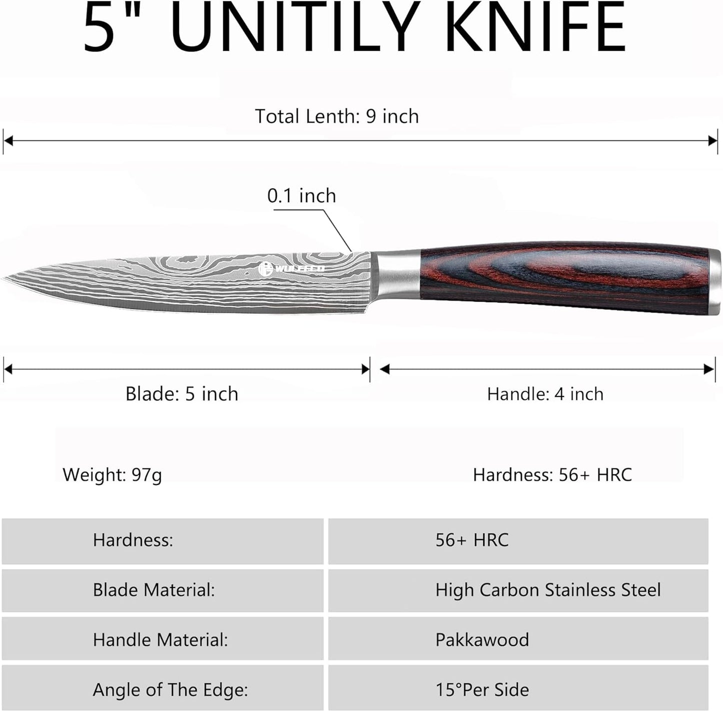 Nakiri Knife 7", High Carbon Stainless Steel Chef Knife, Ultra Sharp Cleaver Knife, Multipurpose Meat Vegetable Sharp Kitchen Knife with Ergonomic Pakkawood Handle, Gift Box Included