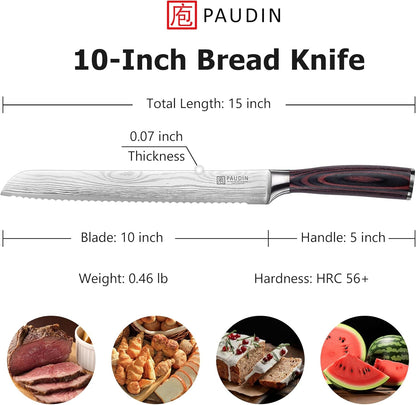 PAUDIN Boning Knife 6 Inch, Super Sharp Fillet Knife, German High Carbon Stainless Steel Deboning Knives, Professional Boning Knives for Meat Poultry Chicken, Pakkawood Handle with Gift Box