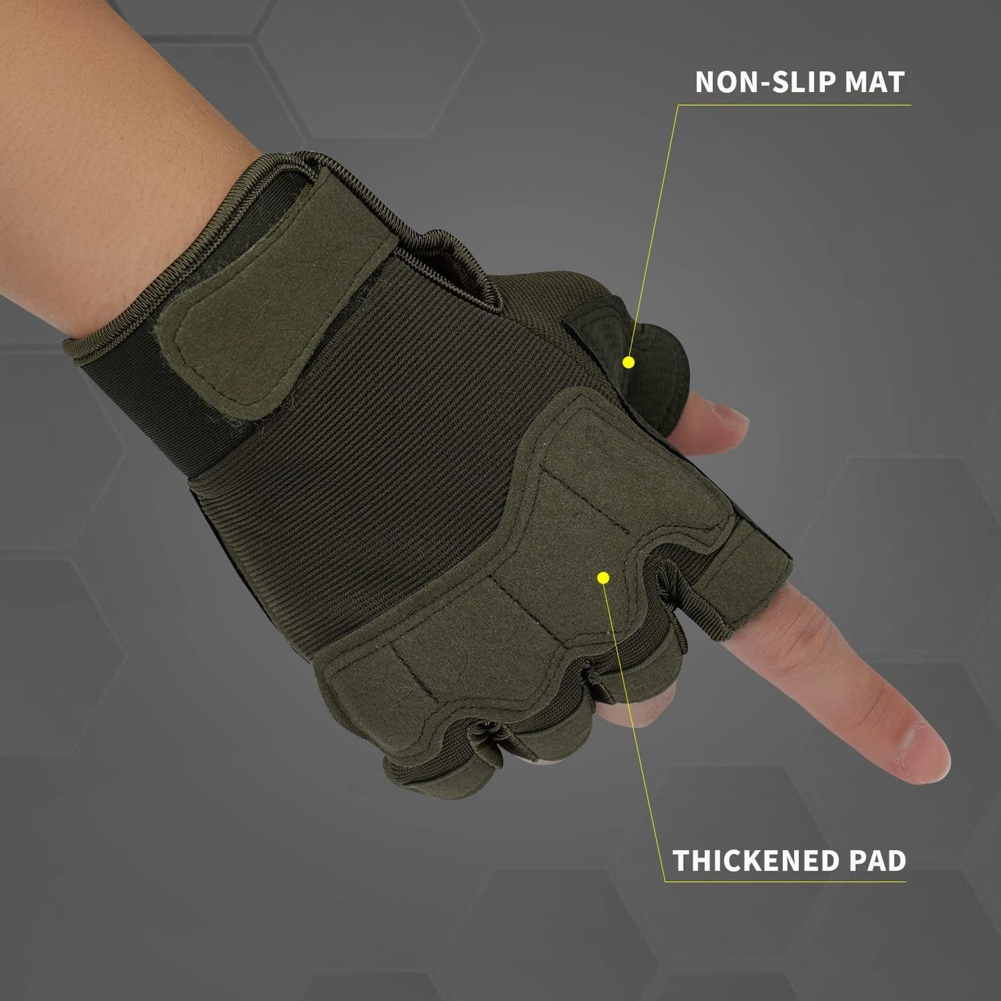 FIORETTO Fingerless Workout & Exercise Gloves for Gym, Weight Lifting, Airsoft, Shooting, Hunting, Hiking, Cycling, Driving, Motorcycle, Climbing M210603