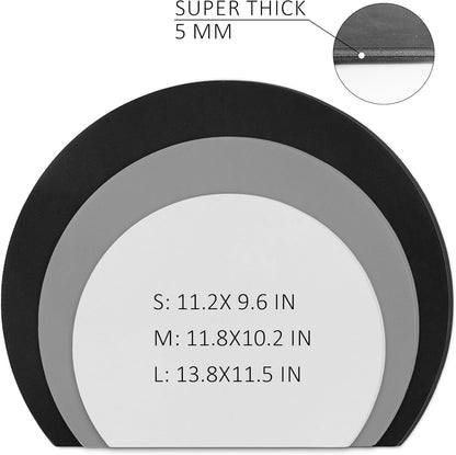 TPU Silicone Cutting Boards for Kitchen Set of 3, Thick Rubber Flexible Cutting Board Mats, Nonslip Cutting Mats, Half Round Cutting Mat, BPA Free, Dishwasher Safe, Neutral Colors, Multi Sizes