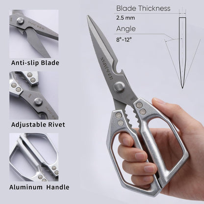 Japanese Kitchen Shears Black, Heavy Duty Poultry Shears, Kitchen Scissors for Meat Cutting, Chicken Bones, Gifts for Cooks Men Women Mom Dad