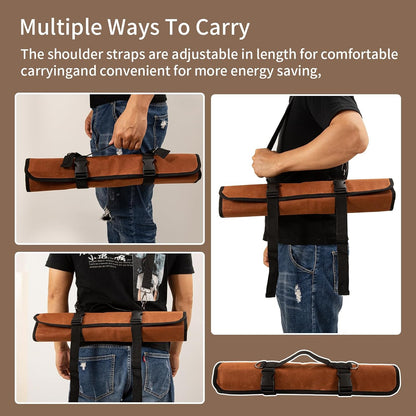 Chef Knife Roll Bag, Waxed Canvas chef bag with 18 Slots Cutlery Knives Holders Protectors, Portable Knife Bags for Chefs Professional, Case Storage Pouch, Camping and Hold Home Kitchen Knife Tools