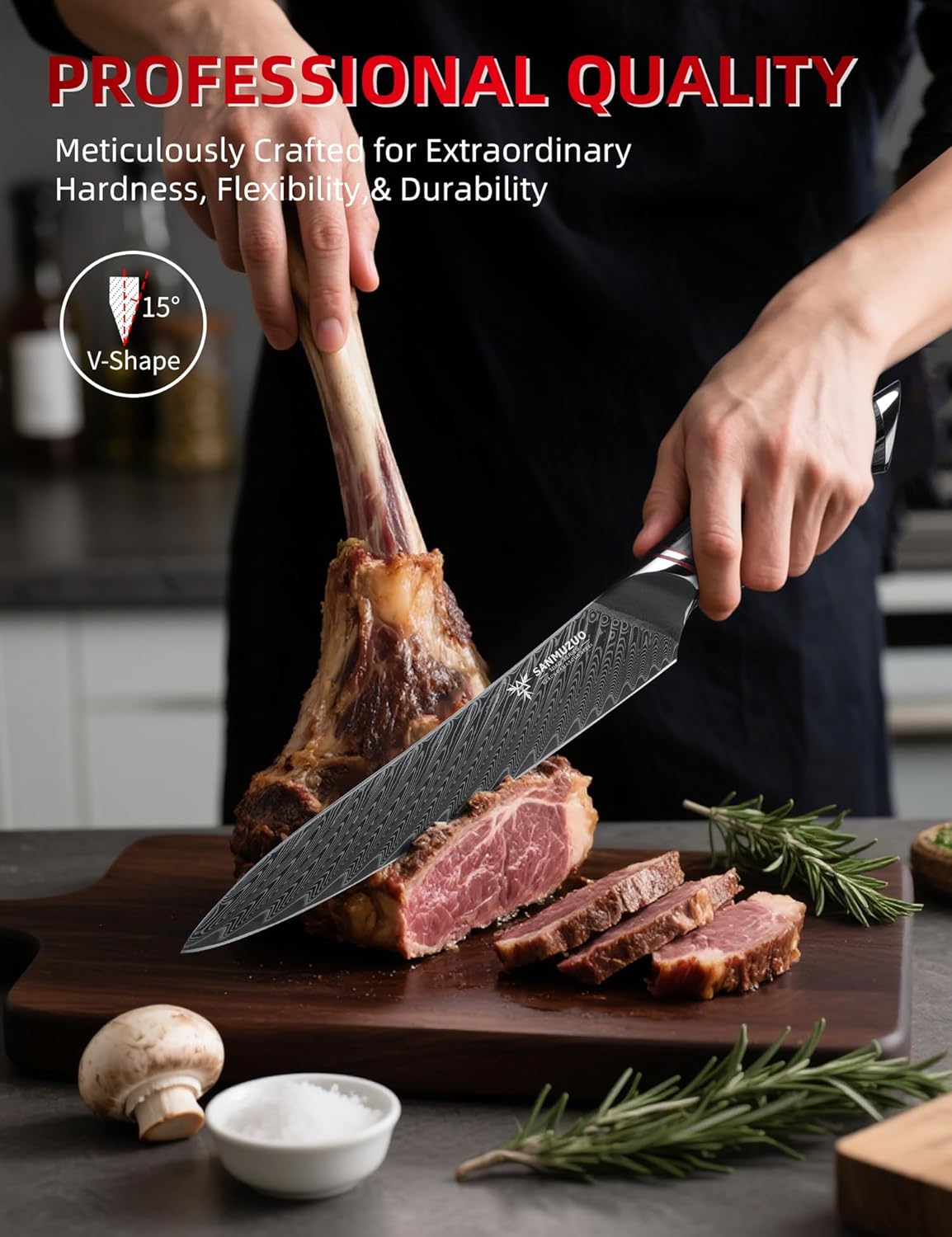 3.5 Inch Paring Knife - Fruit and Vegetable Peeling Knives, Black Damascus Steel with Ergonomic Handle - MIAO Series