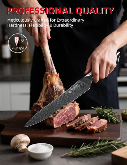 3.5 Inch Paring Knife - Fruit and Vegetable Peeling Knives, Black Damascus Steel with Ergonomic Handle - MIAO Series