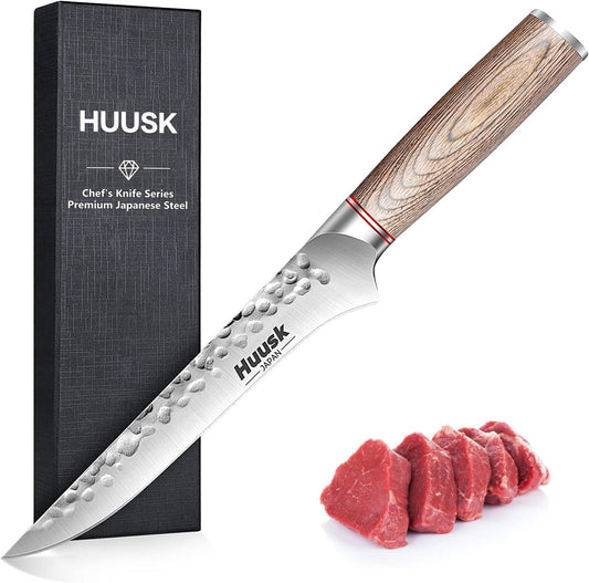 Huusk Japanese Chef Knife for Home & Kitchen - 8" Japanese Kiritsuke Knife for Sushi Fish Meat, Ultra Sharp Cooking Knifes, High Carbon Stainless Steel & Pakkawood Handle, Gift Idea for Men Women