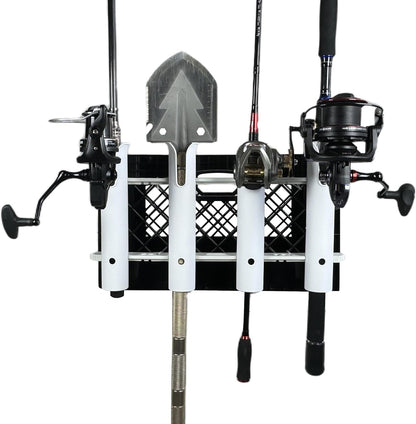 Wall Mounted Fishing Rod Holders Tubes Links Fishing Rod Holder Rack Rests (4-TUBE White-HiUmi-US)