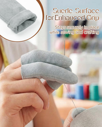 EORTA 10 Pack Non-Slip Suede Finger Cots, Leather Finger Protectors for Needle Felting, Sewing, Electronics Repair, Knitting, Needlework, Embroidery & Crafts, Brown