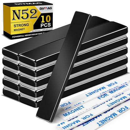DIYMAG Neodymium Magnets, 8 Pack Strong Magnetic Bar with Double-Sided Adhensive Backing Heave Duty Rare Earth Magnet for Fridge, Classroom, Science and Craft - 2.36 x 0.39 x 0.12 in Silver