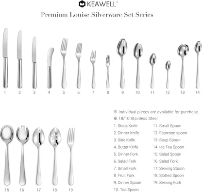KEAWELL Premium 7" Louise Butter Knives: Set of 4, 18/10 Stainless Steel, Dishwasher Safe and Rust-Resistant (Hammered)