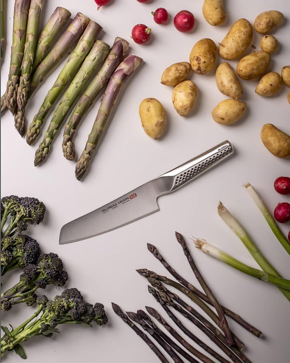 Global Ukon 5 inch Vegetable Knife - Lightweight Japanese Stainless Steel, Razor Sharp Edge, Ambidextrous Thumb Rest, Made in Japan, GUM-10