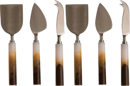 Bloomingville Stainless Steel and Resin Cheese Knives, Multicolor