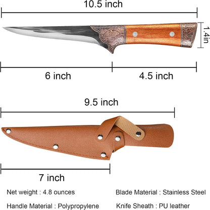 6 Inch Boning Knife - Curved Semi-Stiff Blade for Meat Cutting, Filleting & Deboning, Ultra Sharp Butcher Knife with Non-Slip Ergonomic Handle for Chefs, Home Kitchen & Culinary Use