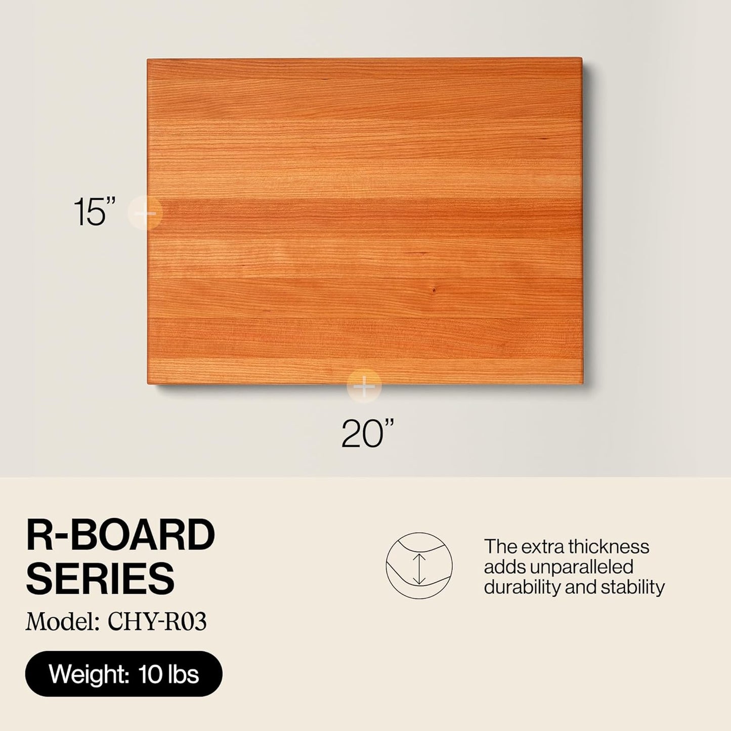 John Boos R-Board Series Rectangular Wooden Maple Cutting Board 20”x15” – 1.5” Thick, 12-lb Reversible Butcher Block with Edge-Grain & Finger Grips – Made in the USA