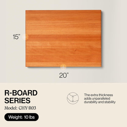 John Boos R-Board Series Rectangular Wooden Maple Cutting Board 20”x15” – 1.5” Thick, 12-lb Reversible Butcher Block with Edge-Grain & Finger Grips – Made in the USA
