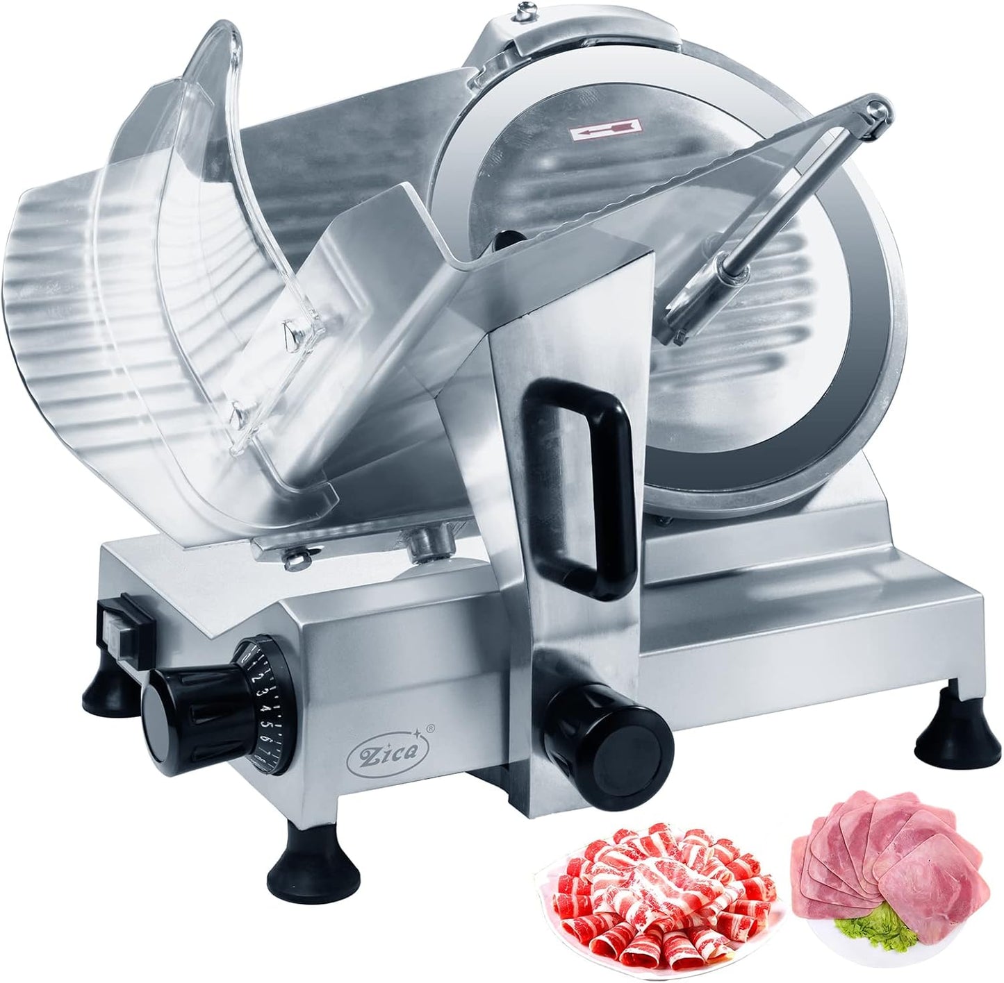 12" Commercial Meat Slicer, Stainless Steel Blade Electric Deli Meat Cheese Food Ham Slicer Commercial and for Home use 370W Zica [ETL]