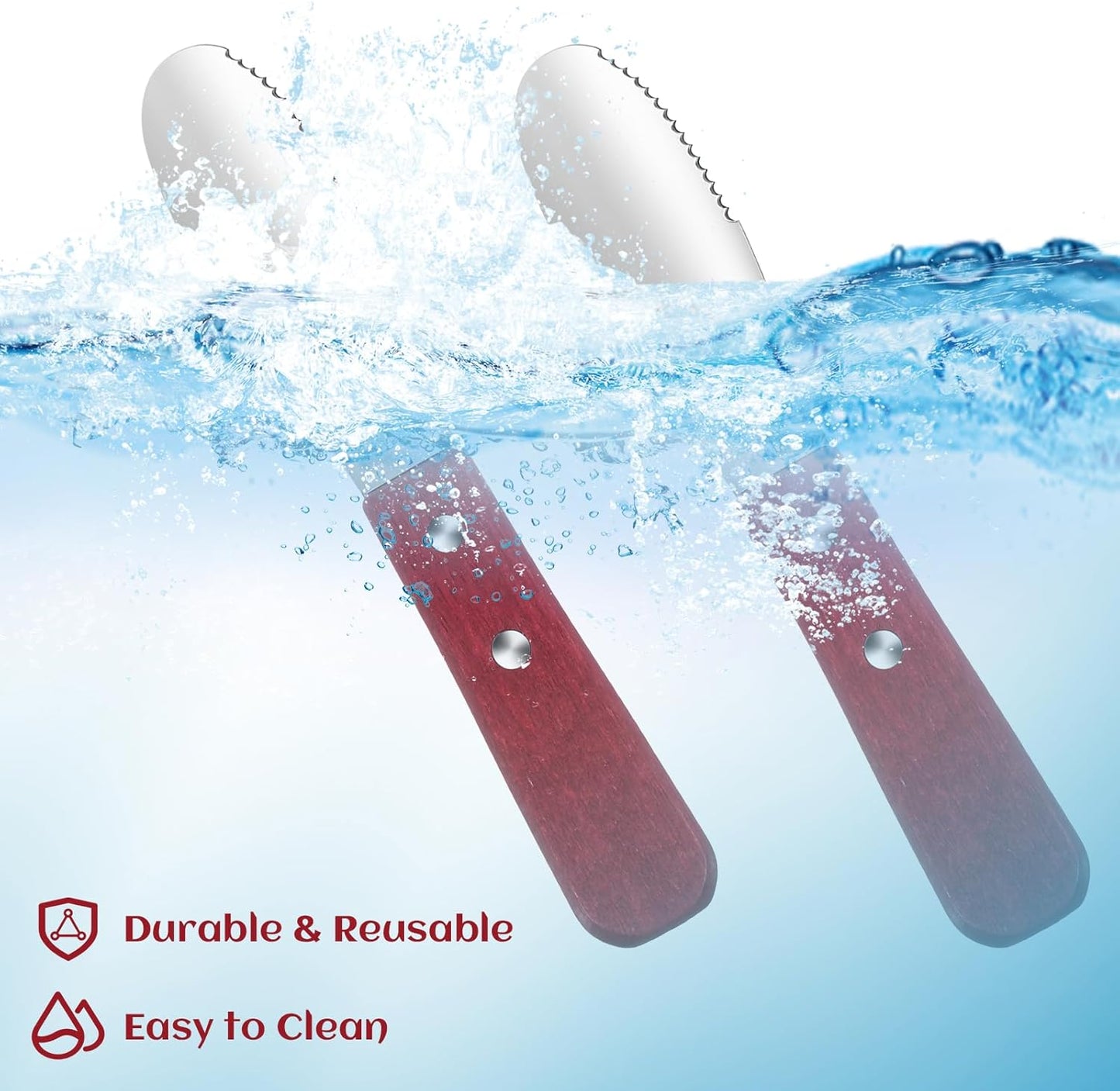 2 Pcs Spreading Knife, Stainless Steel Better Butter Spreader with Chestnut Wood Handle for Sandwich & Cream