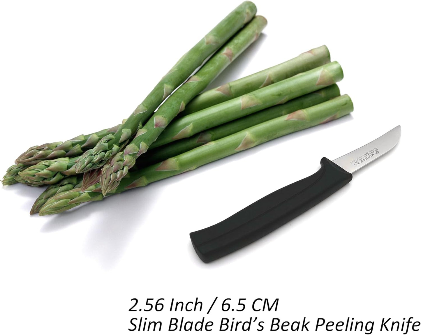 Kitchen Utility Knife - MATTSTONE HILL 4 Inch Paring Knife, Small Fruit & Vegetable Knife, Premium German Stell Blade, Black Handle