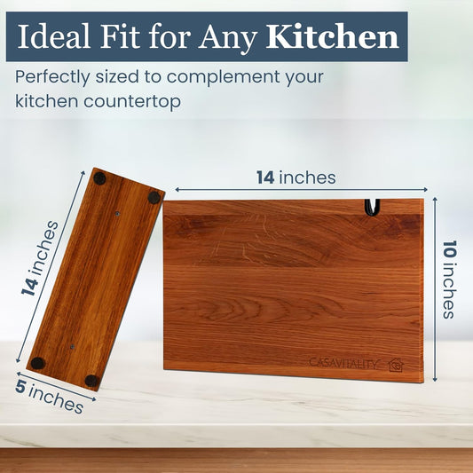Acacia Wood Magnetic Knife Holder 14x10" – Double-Sided Knife Holder with Strong Magnet & Built-In Sharpener – Space-Saving Magnetic Knife Block Gift for Home Kitchens & Cooking Lovers