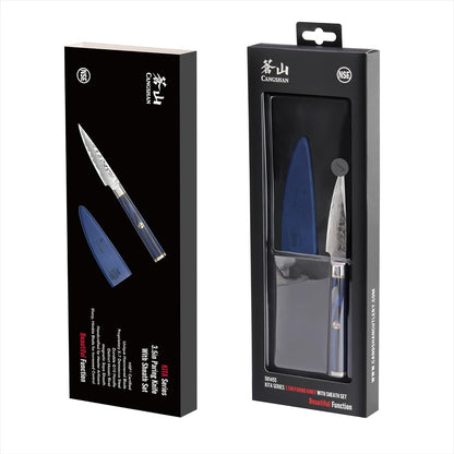 Cangshan KITA Series 3.5-Inch Paring Knife with Sheath, High Carbon X-7 Damascus Steel, 501455