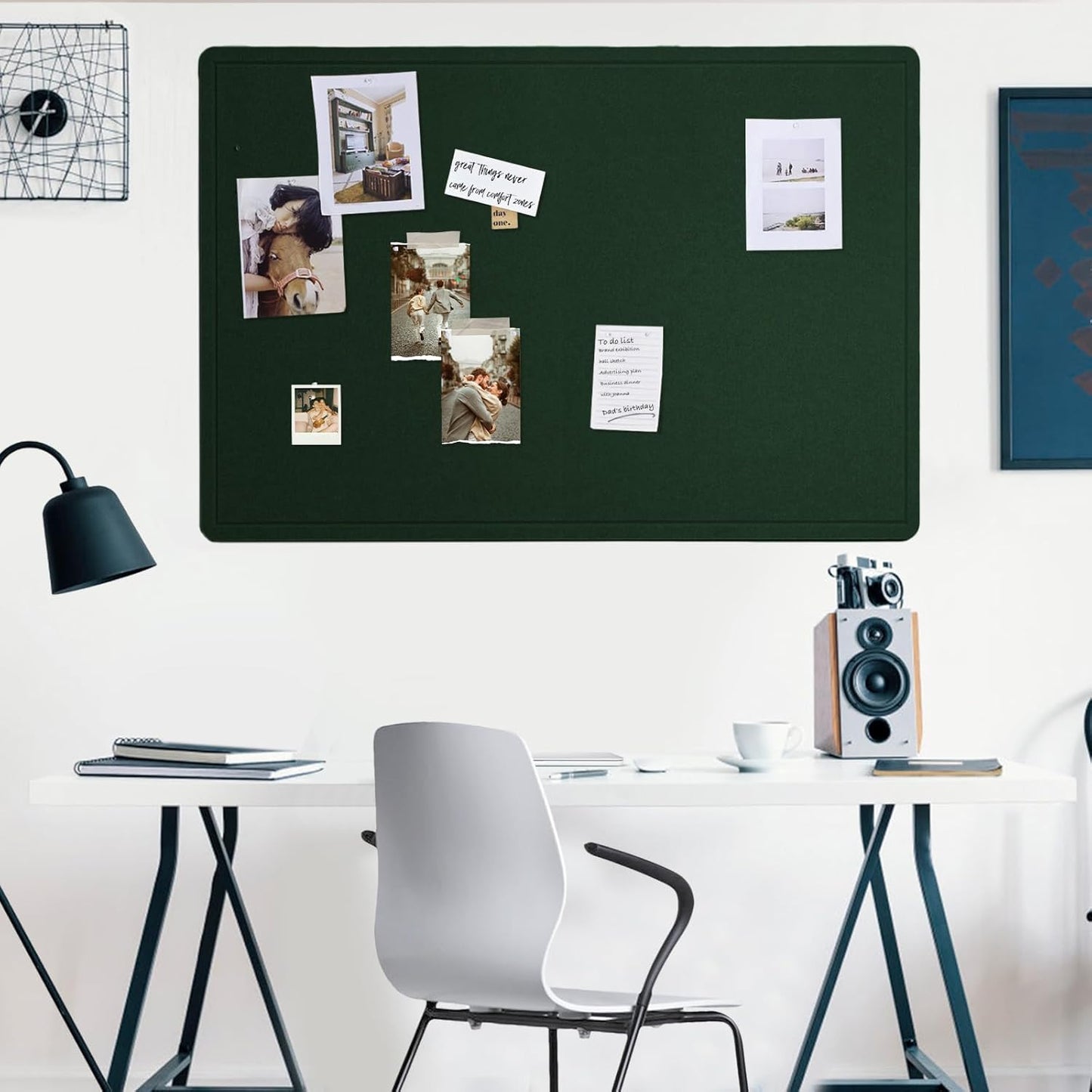 Lightomorrow Bulletin Board, 36 x 24 inches Felt Board - Decorative Pin Board, Cork Board Alternative for Wall, 3' x 2' Foldable Self-Adhesive Vision Board Prayer Board with 20 Pushpins - Black