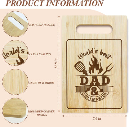 Best Dad Ever Bamboo Cutting Board, Grilling Gift For Men, Funny Charcuterie Boards for Home Kitchen Decor, Father's Day Birthday Gifts for Dad from Daughter Son -047