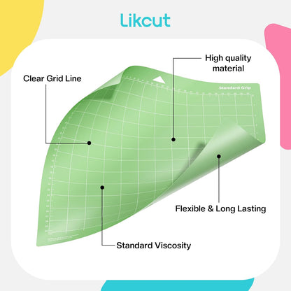 Likcut Cutting Mat for Glee S501 Cutter, 4.5" X 6.5" Standard Grip Mat for DIY Crafty, 3 Packs Likcut Accessories Mats, Adhesive Sticky Green Quilting Replacement Cut Mats for Iron On, Vinyl and More