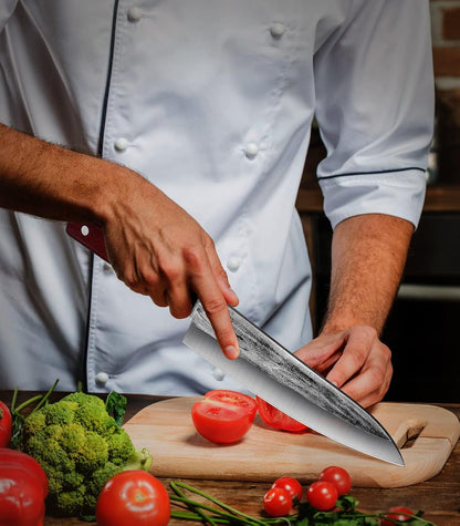 TOMBRO High Carbon Steel Gyuto Japanese Kitchen Knife,Hand Forged Chefs Knives with Rosewood Handle for Meat Vegetables Cutting in Home and Restaurant