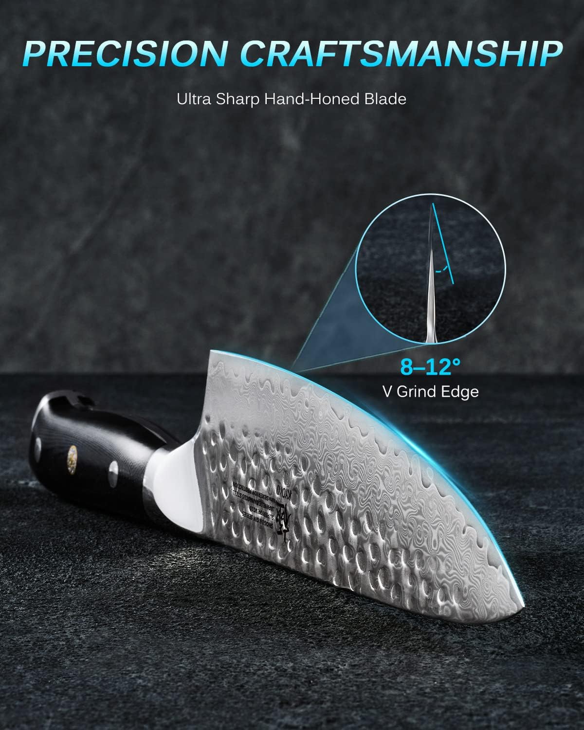 KYOKU Gin Series 12" Brisket Slicing Knife, Meat Carving Knife with Silver PVD Coating Mosaic Pin Handle for Professional Chef & Home Cook, Japanese Style VG10 Steel Slicer for Meat Fruit Vegetables