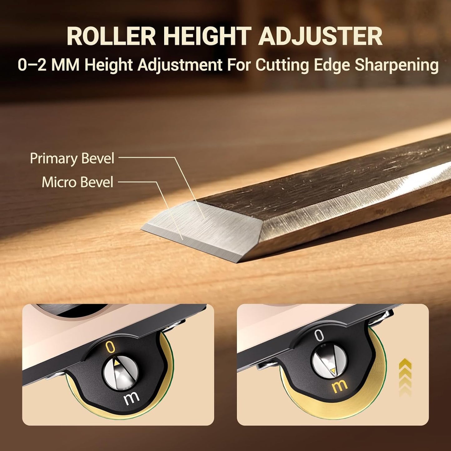 HONGDUI Chisel Sharpening Kit with Honing Guide, Sharpening Angle Fixture & Angle Gauge 15°-47°, Sharpener for 0.1"-3.2" Chisels, Planes, Woodworking Tool